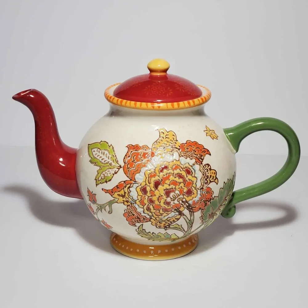 Artistic Accents Teapot Floral Orange